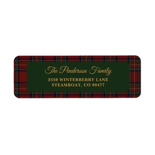 Classic Tartan Plaid Christmas Address Label (Vorne)