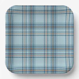 Classic Tartan Plaid Teddy Bear, Baby Boy Shower Pappteller