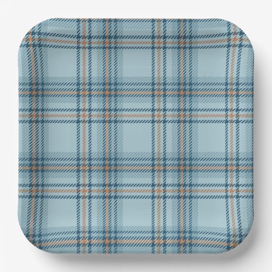 Classic Tartan Plaid Teddy Bear, Baby Boy Shower Pappteller (Vorderseite)