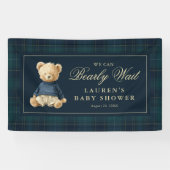 Classic Tartan Polo Bear Baby Shower Banner (Horizontal)