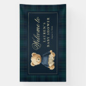 Classic Tartan Polo Bear Baby Shower Welcome Banner (Vertikal)