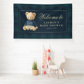 Classic Tartan Polo Bear Baby Shower Welcome Banner (Insitu)