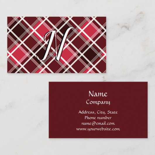 Classic Tartan Scottish Pattern Red Black Custom Visitenkarte (Vorne/Hinten)