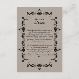 Classic Taupe Linen Brown Ornately Framed Wedding Begleitkarte