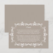 Classic Taupe Linen Brown Ornately Framed Wedding Begleitkarte (Vorne/Hinten)