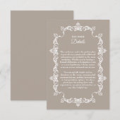 Classic Taupe Linen Brown Ornately Framed Wedding Begleitkarte (Vorne/Hinten)