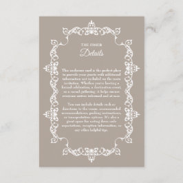 Classic Taupe Linen Brown Ornately Framed Wedding Begleitkarte