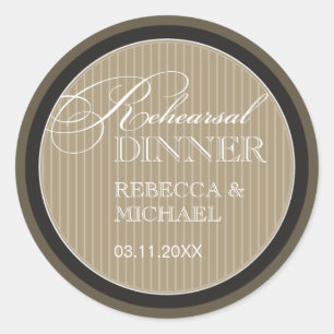 Classic Taupe Pinstripe Probe Dinner Sticker