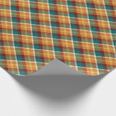 Classic Teal Blue Green Orange Tartan Pattern Geschenkpapier (Ecke)