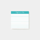 Classic Teal Personalized Lined Post-it Klebezettel (Vorderseite)