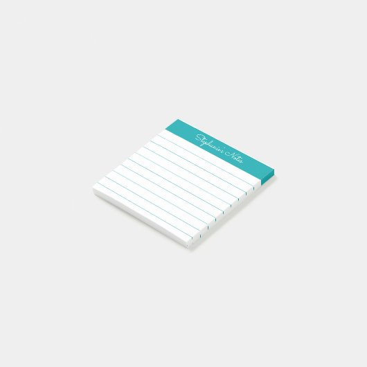 Classic Teal Personalized Lined Post-it Klebezettel (angewinkelt)