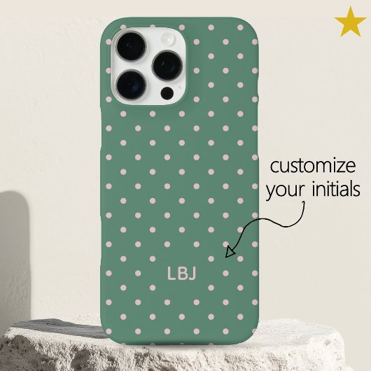 Classic Teal Pink Custom Monogram Polka Dot  Case-Mate iPhone Hülle