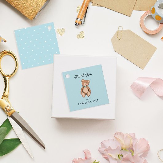 Classic Teddy Bear Blue Baby Dusche Geschenkanhänger