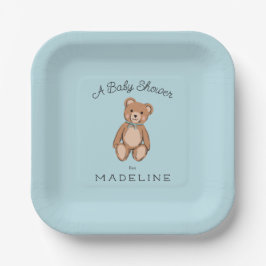 Classic Teddy Bear Blue Baby Dusche Pappteller