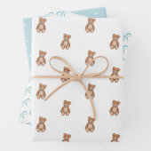 Classic Teddy Bear Blue Bow Baby Dusche Geschenkpapier Set (Beispiel)