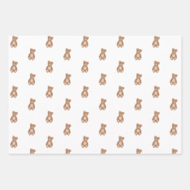 Classic Teddy Bear Blue Bow Baby Dusche Geschenkpapier Set