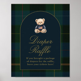 Classic Teddy Bear Dark Green Plaid Cards & Gifts Poster