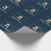 Classic Teddy bear Navy Plaid Baby Shower Geschenkpapier (Ecke)