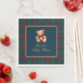 Classic Teddy Bear Navy Plaid Preppy Baby Shower Serviette (Beispiel)
