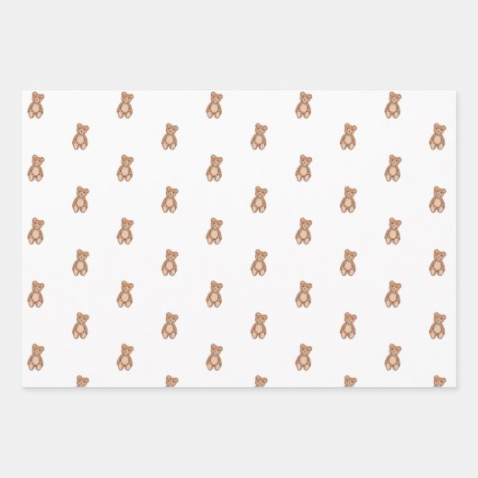 Classic Teddy Bear Sage Green Bow Baby Dusche Geschenkpapier Set (Vorderseite)