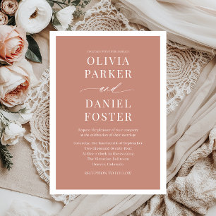 Classic Terracotta Boho Minimalistisch Wedding Einladung