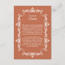 Classic Terracotta Clay Ornately Framed Wedding Begleitkarte