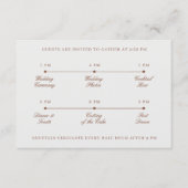 Classic Terracotta & Ecru Wedding Day Timeline Begleitkarte (Vorderseite)