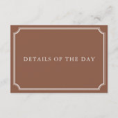Classic Terracotta & Ecru Wedding Details Begleitkarte (Rückseite)