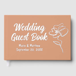 Classic Terracotta Floral Sketch Gästebuch