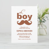 Classic Terracotta It's a Boy Mustache Baby Shower Einladung (Stehend Vorderseite)
