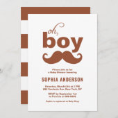 Classic Terracotta It's a Boy Mustache Baby Shower Einladung (Vorne/Hinten)