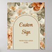 Classic Terracotta Ivory Olive Floral Custom Sign Poster (Vorne)