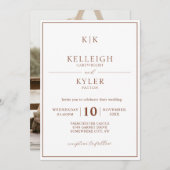 Classic Terracotta Monogram Foto Wedding Einladung (Vorne/Hinten)