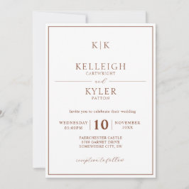 Classic Terracotta Monogram Foto Wedding Einladung