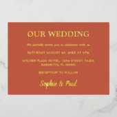 Classic Terracotta Wedding Foil Einladung (Vorderseite)