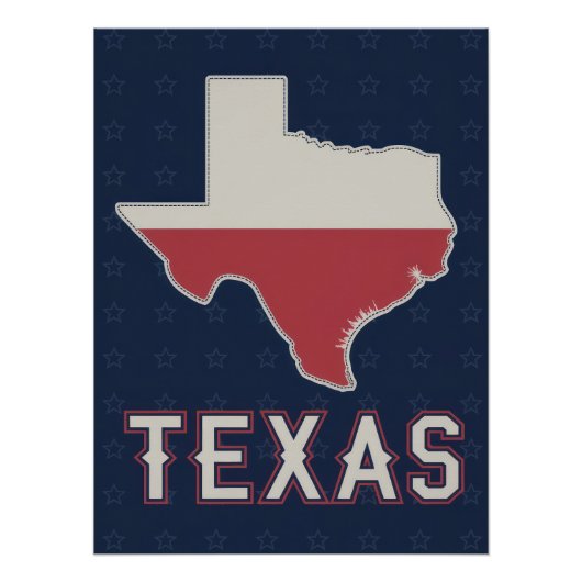 Classic Texas Map with Lone Star Flag and Stars Poster (Vorderseite)