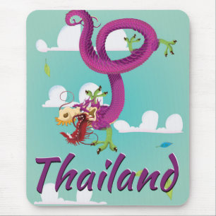 Classic Thailand Dragon Vintage Travel Poster Mousepad
