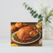 Classic Thanksgiving Turkey Dinner Postcard Feiertagspostkarte (Stehend Vorderseite)