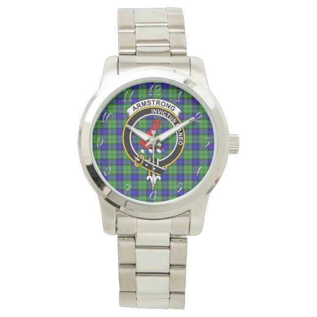 Classic Timeless Clan Armstrong Tartan Kariertes G Armbanduhr (Vorderseite)