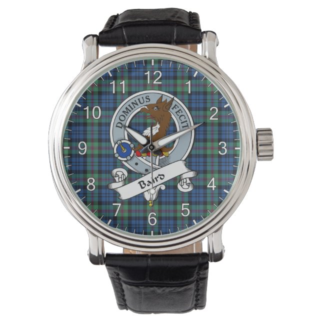 Classic Timeless Clan Baird Altes Abzeichen Tartan Armbanduhr (Vorderseite)