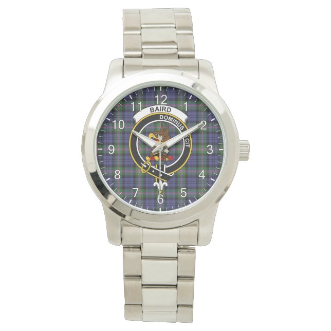 Classic Timeless Clan Baird Tartan Abzeichen Karie Armbanduhr (Vorderseite)