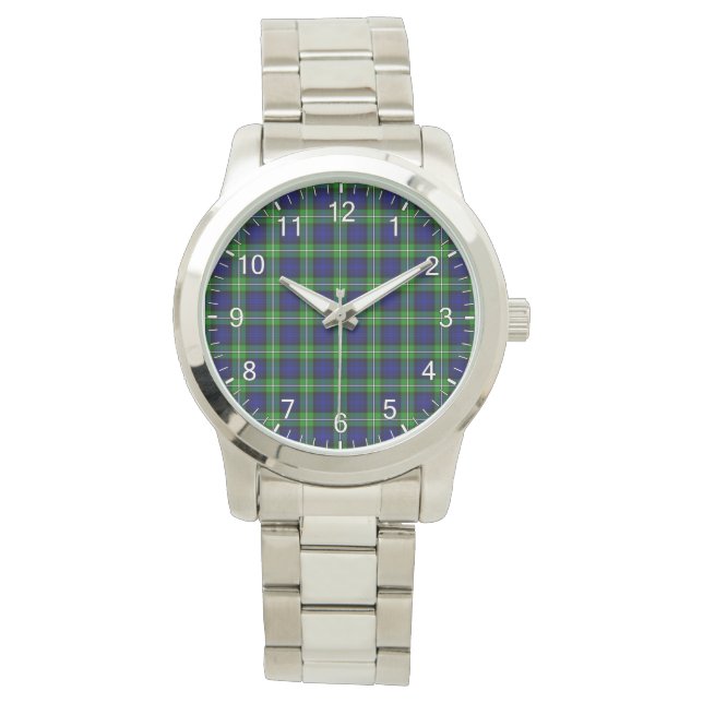 Classic Timeless Clan Bannerman Tartan Kariertes G Armbanduhr (Vorderseite)