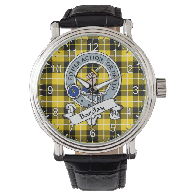 Classic Timeless Clan Barclay Abzeichen Tartan Kar Armbanduhr (Vorderseite)