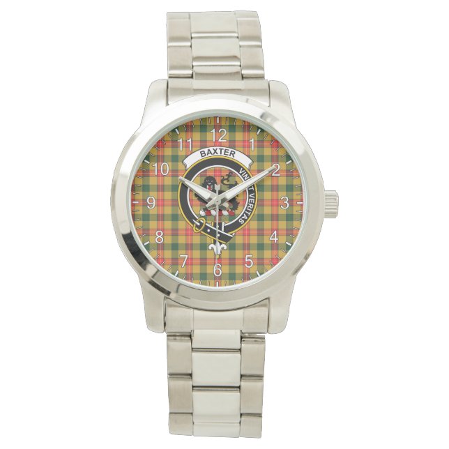 Classic Timeless Clan Baxter Tartan Abzeichen Kari Armbanduhr (Vorderseite)