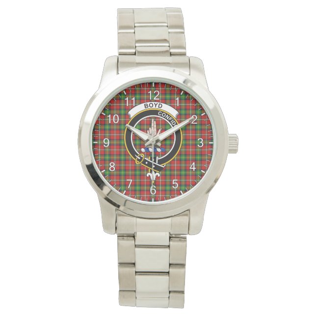 Classic Timeless Clan Boyd Tartan Abzeichen Karier Armbanduhr (Vorderseite)