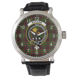 Classic Timeless Clan Buchan Tartan Abzeichen Kari Armbanduhr