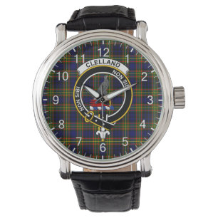 Classic Timeless Clan Clelland Tartan Abzeichen Ka Armbanduhr