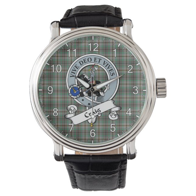 Classic Timeless Clan Craig Abzeichen Tartan Watch Armbanduhr (Vorderseite)