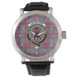 Classic Timeless Clan Crawford Ancient Tartan Badg Armbanduhr