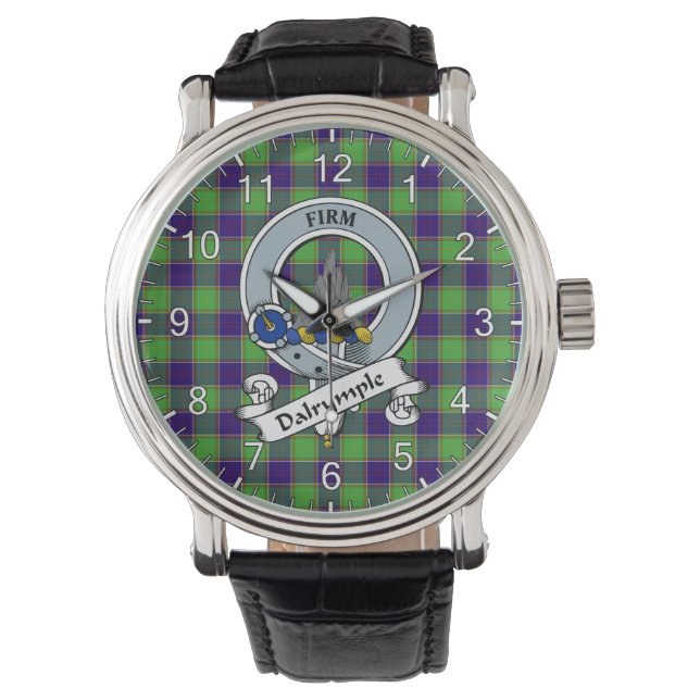 Classic Timeless Clan Dalrymple Abzeichen Tartan W Armbanduhr (Vorderseite)